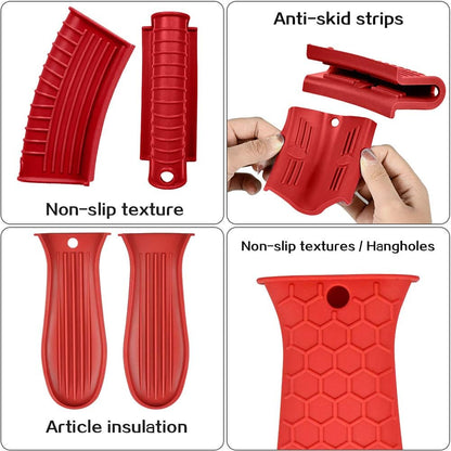 Silicone Hot Handle Holder, Heat Resistant Potholder Cookware Handle Cast Iron Skillets Handles Grip Covers for Cast Iron Skillet
