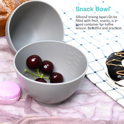 Silicone Mixing Bowl for Melting Chocolate, 6PCS (Green, Grey, White)