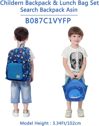 VASCHY Lunch Bag for Kids, Insulated Neoprene Lightweight Lunch Box Bag for Children Boys and Girls School Daycare Kindergarten Dinosaur