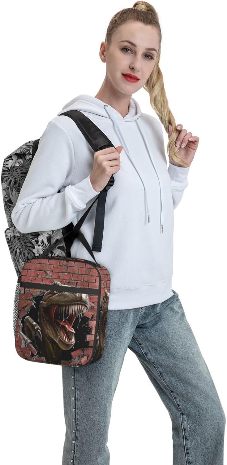 Black Cat Reusable Lunch Box Food Bag Insulated Lunch Bag for Teenage Boys Girls School Beach