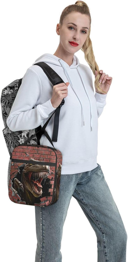 Black Cat Reusable Lunch Box Food Bag Insulated Lunch Bag for Teenage Boys Girls School Beach