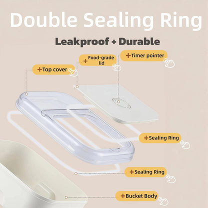 Large Rice Flour Storage Container 20-25 lbs，Measuring Cup and Spoon，Rice Flour Dispenser with Flip-up Lid，Carrying Handles，Airtight Food Storage Container for Cereal, Sugar, Beans, Pet Dog Cat Food