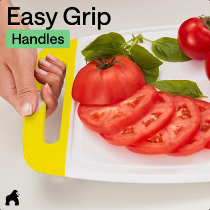 GORILLA GRIP BPA-Free Reversible Kitchen Cutting Board Set of 3, US Designed, Nonporous, Juice Grooves Catch Liquid, Slip Resistant Border, Dishwasher Safe, Durable Large Food Chopping Boards, Black
