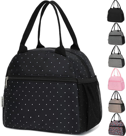 GYEUKHAM Lunch Bag Women, Lunch Box for Adult Men Kids Girls, Small Cute Lunchbox Tote Large Capacity Insulated Lunch Container Cooler for Work School Picnic Travel, Black White Stripes