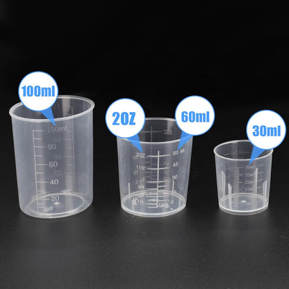 DTDNZKN 3 Pack Measuring Cup Set, Includes 1 Oz (30 Ml), 2 Oz (60 Ml) and 3.4 Oz (100 Ml) Plastic Liquid Measuring Cups- Baking, Cooking, Mixing & Measuring Cups