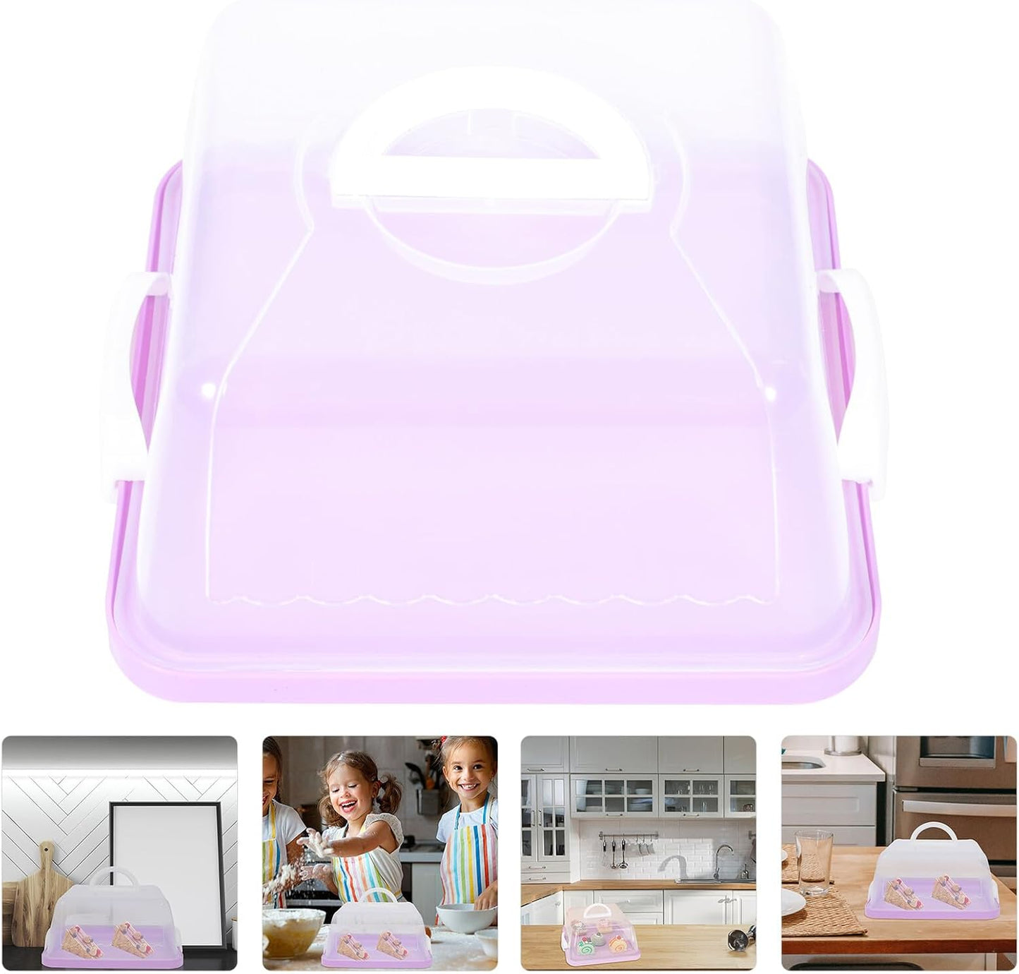 Transparent Square Cake Storage Box Portable Plastic Cake Container Safe and Dustproof Dessert Carrier for Birthday Parties and Kitchen Countertop Use