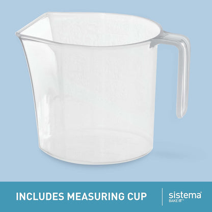 Sistema Flour and Sugar Storage Containers for Pantry with Lids and Measuring Cup, Dishwasher Safe, 13.7-Cup, White