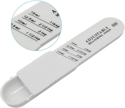 Adjustable Measuring Spoon, ABS White