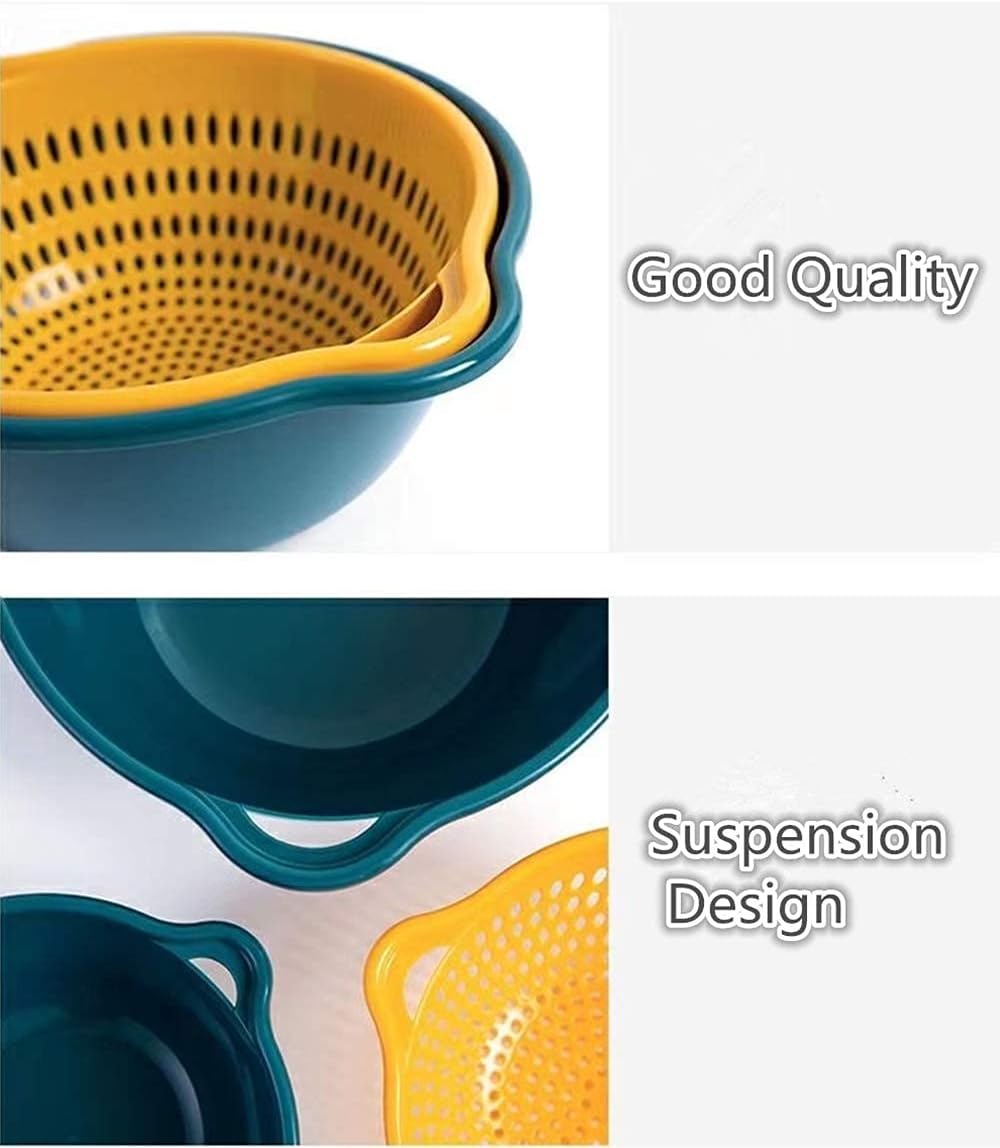 6 Pieces Colander with bowl, Food Strainer for Pasta Veggies and Fruits, BPA Free, Dishwasher Safe (blue)