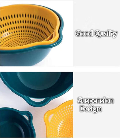 6 Pieces Colander with bowl, Food Strainer for Pasta Veggies and Fruits, BPA Free, Dishwasher Safe (blue)