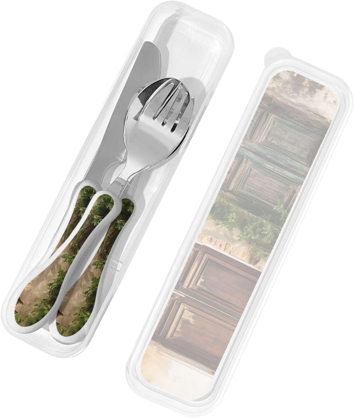 3-Piece Kids Silverware Set With Storage Case, Stainless Steel Reusable Children Safe Knife Spoon Fork Set Tropical Sunset Seaside Children Flatware Set For Kids Lunch Box
