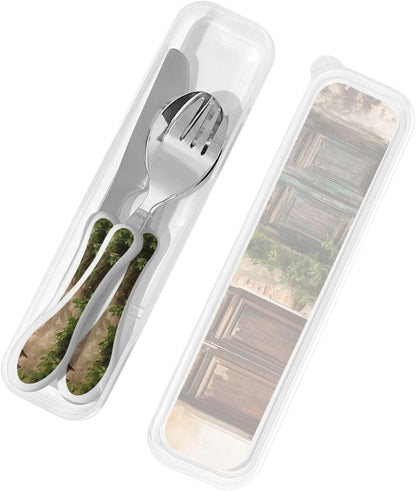 3-Piece Kids Silverware Set With Storage Case, Stainless Steel Reusable Children Safe Knife Spoon Fork Set Tropical Sunset Seaside Children Flatware Set For Kids Lunch Box