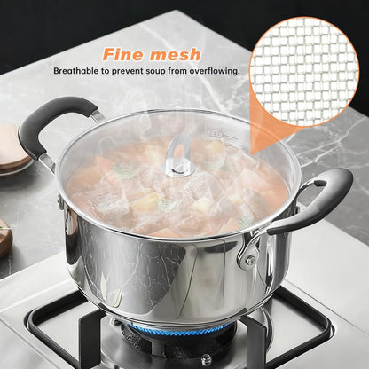 Splatter Screen for Frying Pan, 3 Pack Stainless Steel Extra-Fine Mesh, 10 in 11.5 in 13 in Grease Splatter Guard with Fold-Flat Knob, Dishwasher Safe