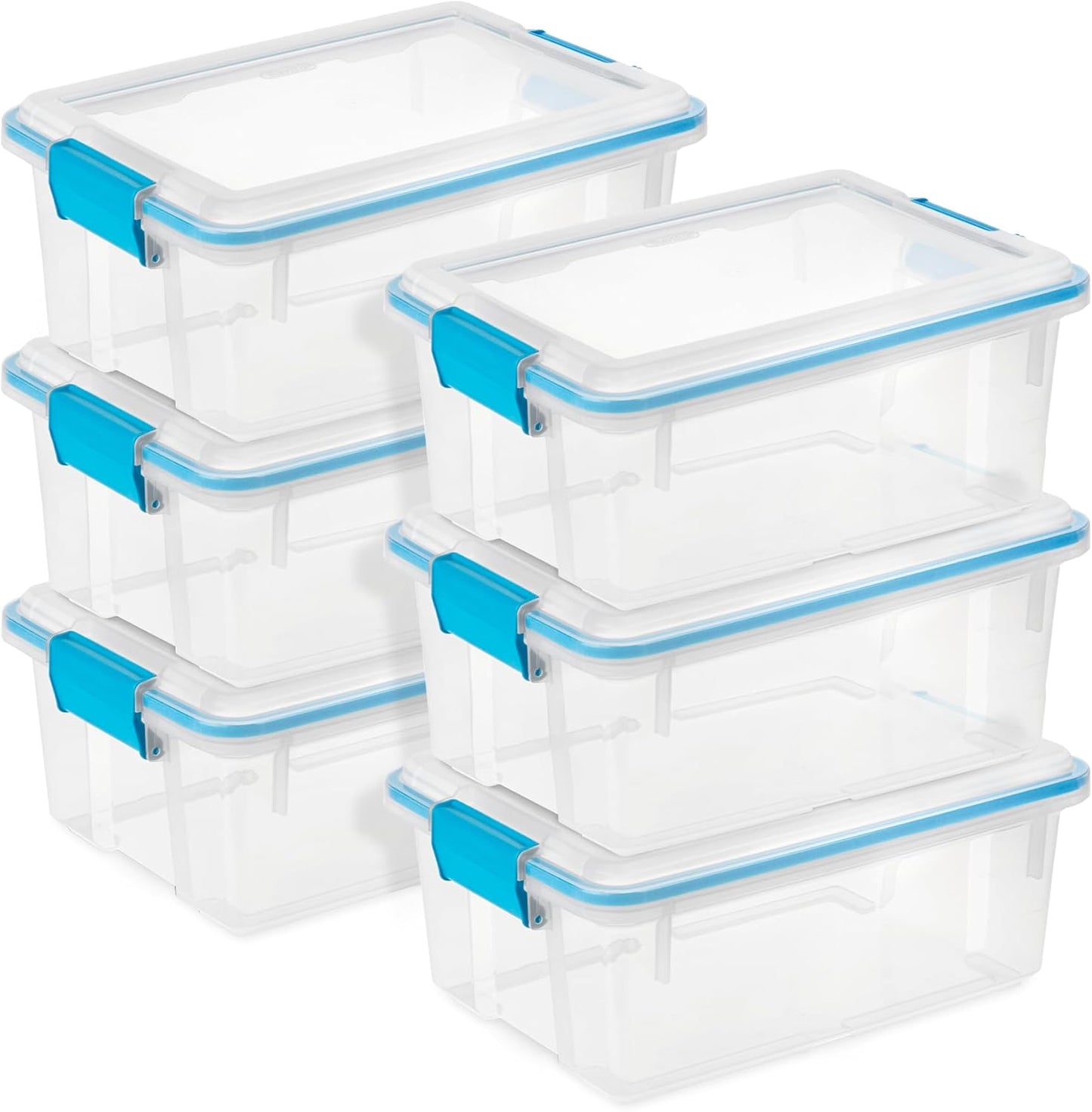 Sterilite 80 Qt Gasket Box, Stackable Storage Bin with Latching Lid and Tight Seal, Plastic Container to Organize Basement, Clear Base and Lid, 1-Pack