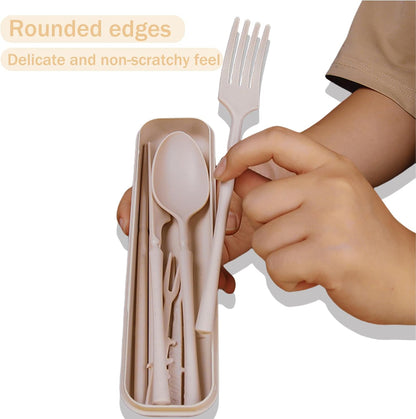 1 Set Large Reusable Travel Utensils Set with Case, Camping Cutlery for Office, Lunch, Dorm & Daily Work Use, Includes Spoon, Knife & Fork((Pink)