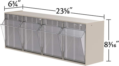 Akro-Mils TiltView Plastic Storage Cabinet with 6 Tilt Out Bins, Horizontal Organizer, Teacher Toolbox, and Office Supply Organizer, 23-5/8" W x 3-1/2" H x 3-3/4" D, Stone