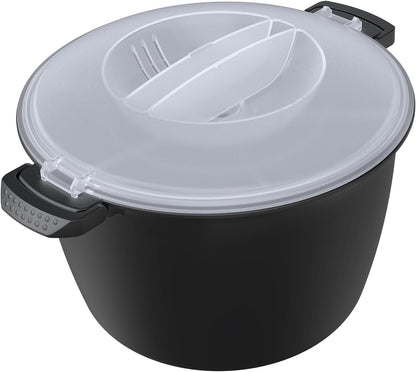 Professional Large Micro Cookware 3 Quart, Microwave Rice Cooker, Microwave Steamer for Vegetables, Safe as Mixing and Serving Bowls, Food Storage Container, Cooker for Microwave- BPA Free, Dishwasher Safe
