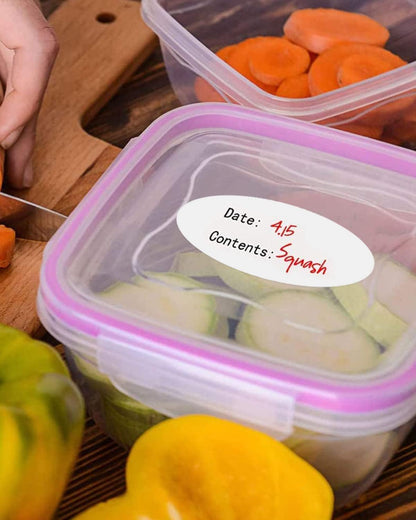 500 Pcs Removable Freezer Labels Jar Canning Labels Stickers, 1 x 2 Inch Self-Adhesive Oval Food Storage Stickers, Bottle Labels for Cosmetic Handmade Gifts Mason Jars, Easy Clean Leaves No Residue