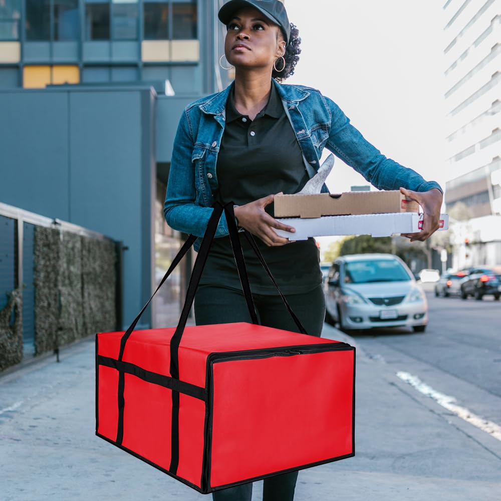 Insulated Food Delivery Bag, XXXL Insulated Reusable Grocery Cooler/Hot Bags, Tote Bag for Shopping/Travel/Doordash, Catering Bag Doordash 22x14x13, Black, 1-Pack