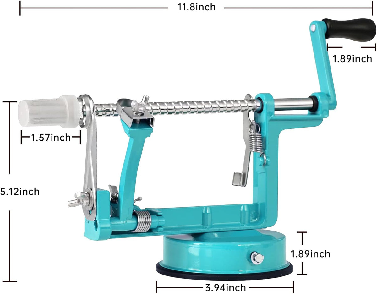 Apple Peeler, Slicer Corer Potato Peelers 3 In 1, Stainless Steel Heavy Duty with Suction Cup Base (Blue)