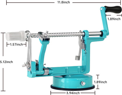 Apple Peeler, Slicer Corer Potato Peelers 3 In 1, Stainless Steel Heavy Duty with Suction Cup Base (Blue)