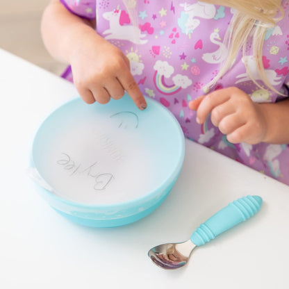 Bumkins Baby Bowl, Silicone Suction, for Babies, Toddlers and Kids, Baby Led Weaning, Feeding Essentials, Platinum Silicone, Non Skid Sticky Bottom, Supplies for Children Ages 6 Months Up, Gray