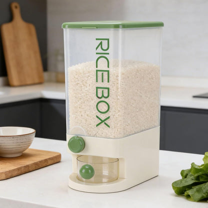 TARSHYRY Rice Dispenser, Large Capacity 10kg Airtight Space Saving Grain Storage Container with Measuring Cup, for Rice Beans Corn Tapioca (Green)
