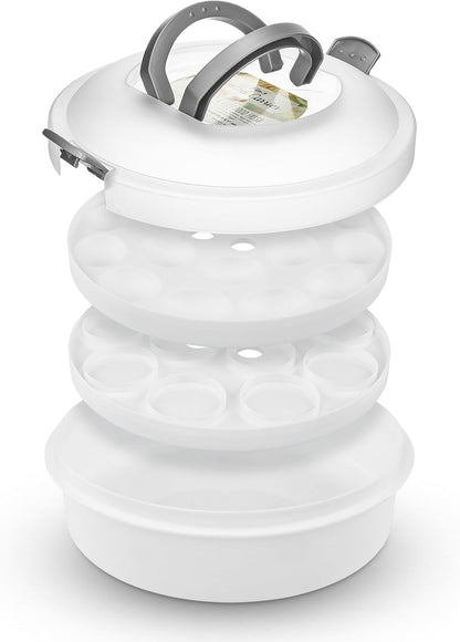 Southern Homewares Pie Carrier with Lid and Handle – 3-in-1 Plastic Dessert Container for Pies, Cakes, Cupcakes, and Muffins