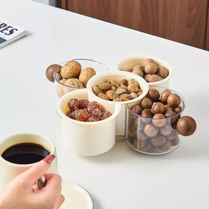 360° Rotating Fruit and Vegetable Storage Box, Vegetable and Fruit Plate, Double-Layered Storage with Water Drainage, nut Storage Box (8.27Inch)