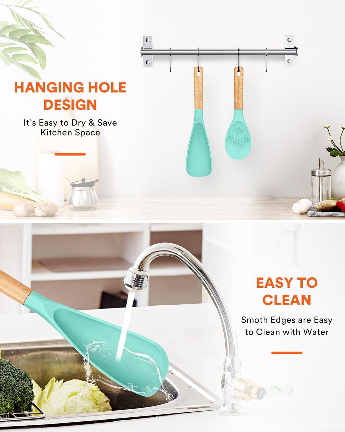 Badiano Cooking Spoon and Rice Scooper for Nonstick Cookware,Multi-function