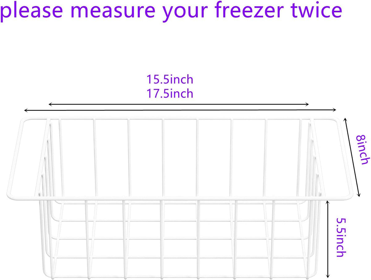 16Lx12W inch Wider Freezer Storage Organizer Baskets Container, Deep Metal Wire Chest Upright Refrigerator Divider Bins with Built-in Handles for Cabinet, Pantry, Closet, Kitchen(3)