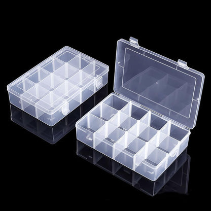 2 Pcs 8 Grids Clear Organizer Box Plastic Storage Container with Adjustable Dividers for Electronics Jewelry Beads Art DIY Crafts Fishing Small Parts