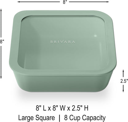 Ceramic Coated Glass Food Storage Container | No PTFE, PFOA, PFAS, and BPA | Reusable Non Toxic Meal Prep Container with Glass Lid | Easy To Store | 3 Cup Rectangle [Onyx]