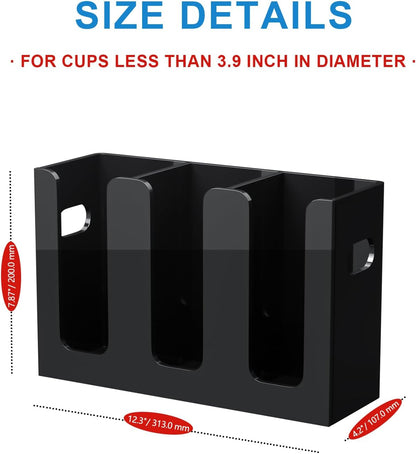 WINFFOR Disposable Cup Organizer Dispenser - 2 Compartments Clear Acrylic Cup and Lid Holder with Handles Plastic Cup Dispenser Countertop Paper Cup Holder for Coffee Bar House Party Essentials