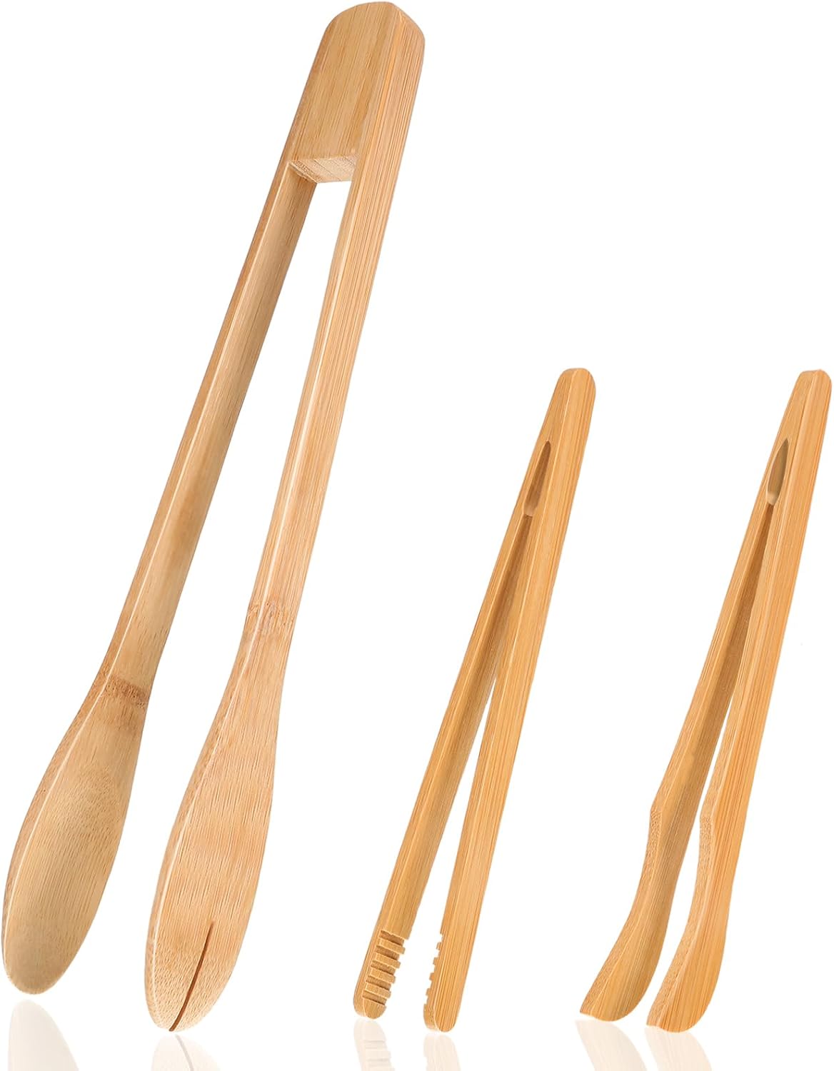 Zopeal 7 and 12 Inch Bamboo Toaster Tongs, Wooden Tongs for Cooking