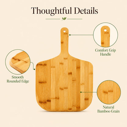 12 Inch Bamboo Pizza Peel, Pizza Paddle Spatula With Handle