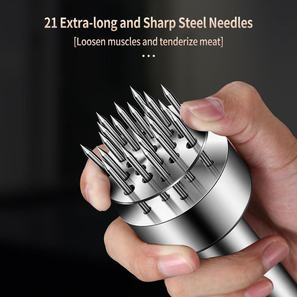 Stainless Steel Meat Tenderizer Tool, 21 Sharp Needles