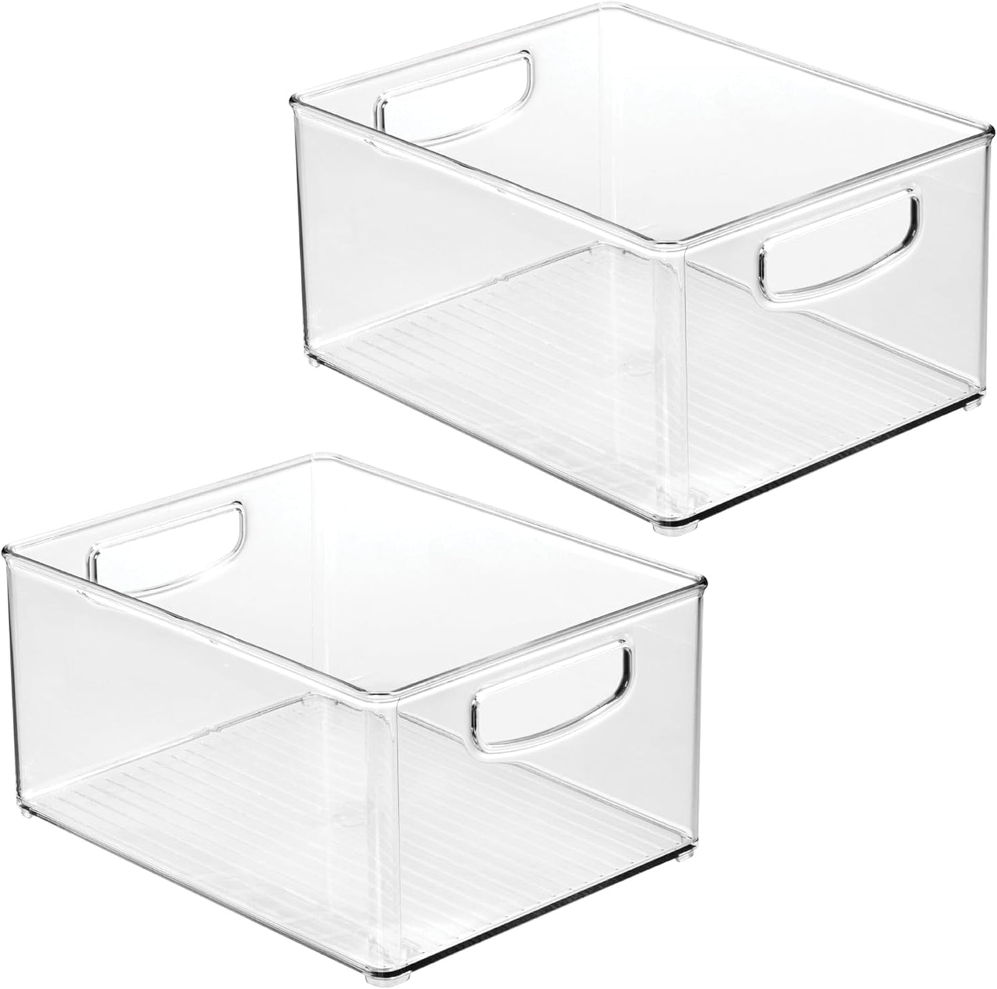 iDesign Stackable Clear Plastic Bin - Kitchen Organizers and Storage for Fridge and Pantry, 2-Pack