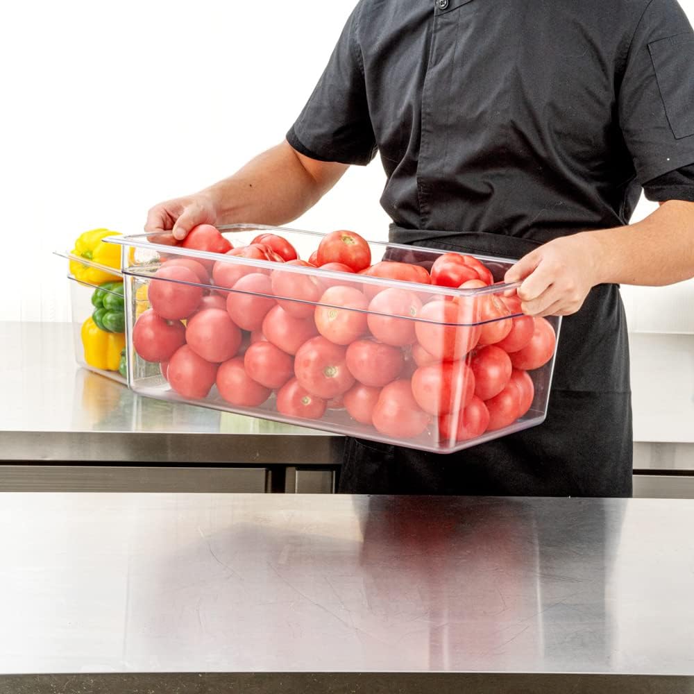 Restaurantware-2.5 Inch Deep Food Pans, 1 1/6 Size Commercial Food Storage Container - Freezable, Break-Resistant, Clear Plastic Cold Pans, Dishwashable, For Kitchens, Restaurants, Or Cafeterias