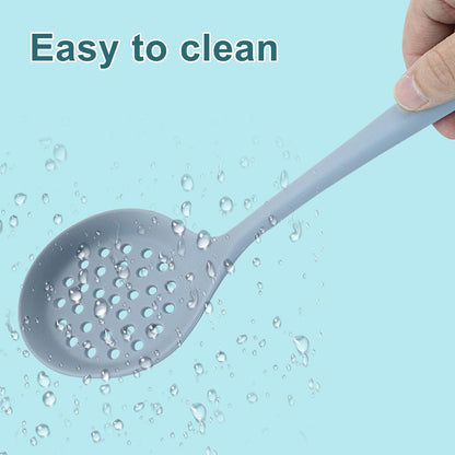 Hordion Silicone Slotted Spoon, Yellow Strainer Spoon Non Stick Skimmer