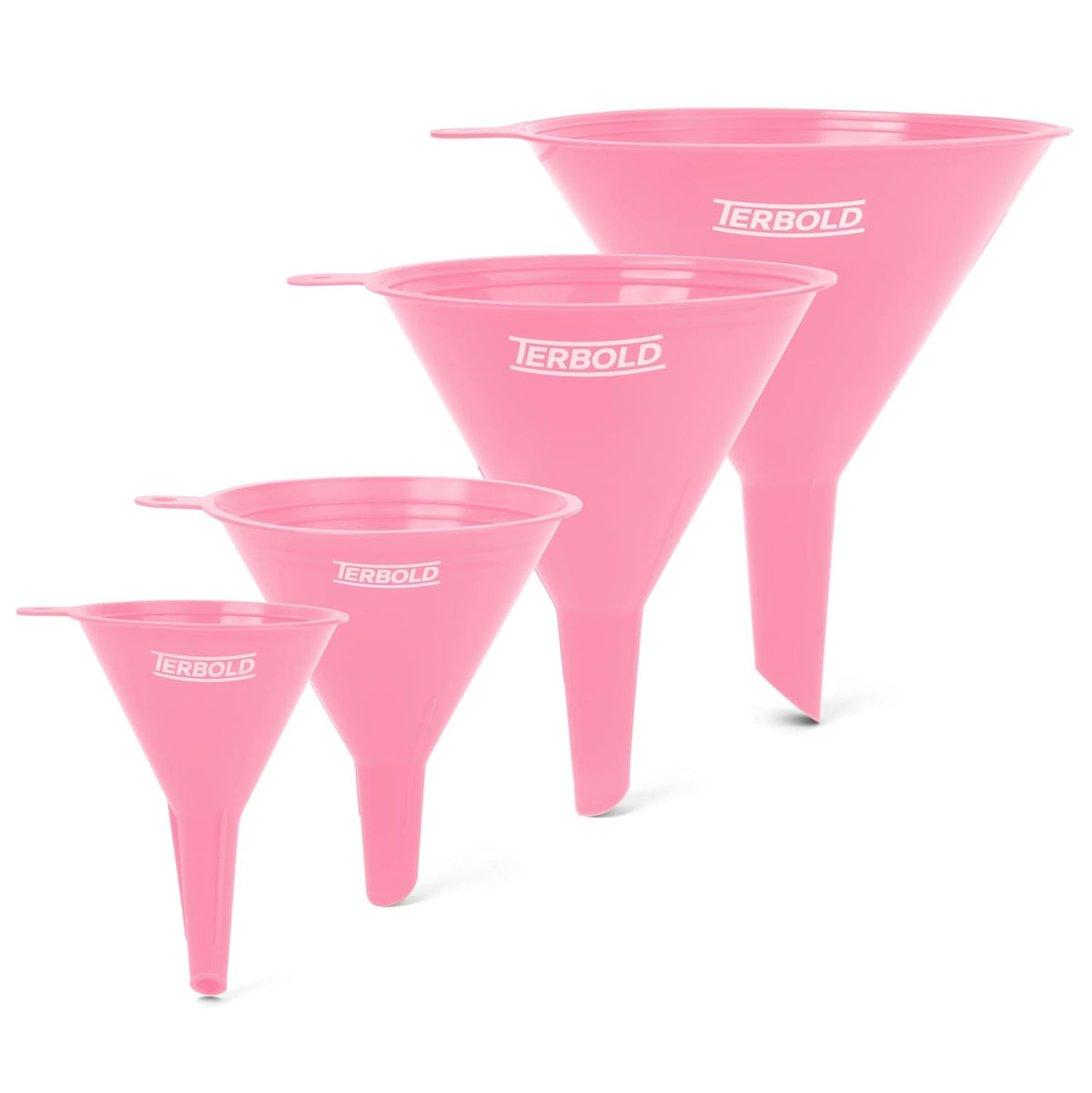 4pc Funnel Nesting Set in BPA Free Plastic for Kitchen Cooking, Car Oil, Home, or Lab Use (White)