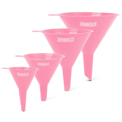 4pc Funnel Nesting Set in BPA Free Plastic for Kitchen Cooking, Car Oil, Home, or Lab Use (White)