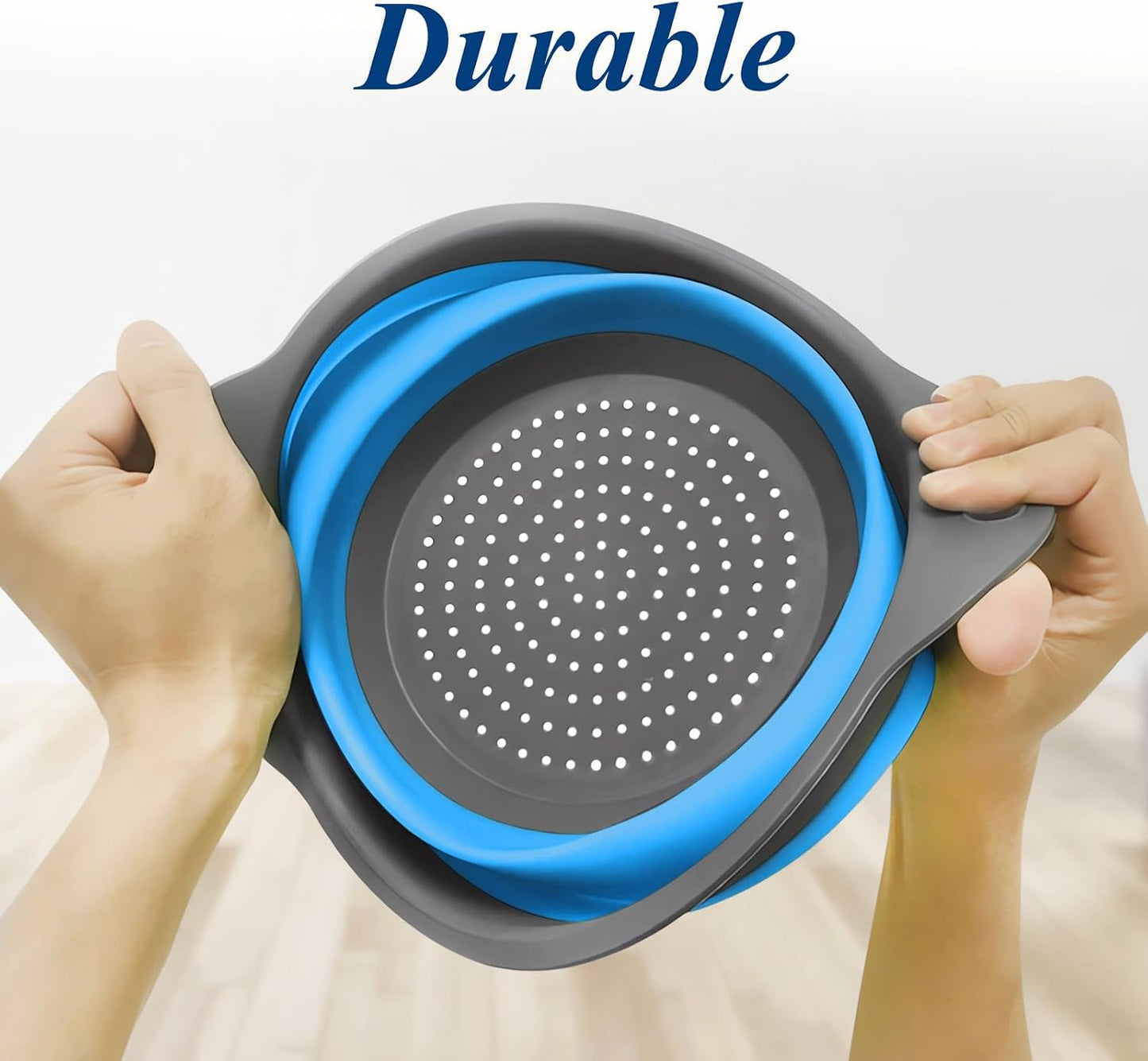 Collapsible Colander Set of 3, Space-Saving Foldable Strainer for Kitchen