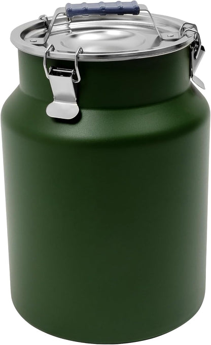 Sealed Rice Storage Container, 12L/3gal Stainless Steel Kitchen Food Storage Bin with Lids Locking Clamp, Airtight Canisters Container for Flour Rice Cereal Grain Coffee Bean (Red)
