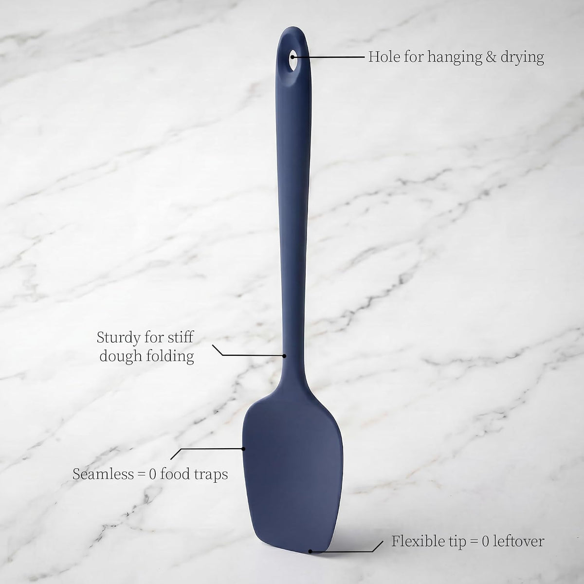 600ºF Heat Resistant Silicone Spoon Spatula for Cooking, Aqua Sky