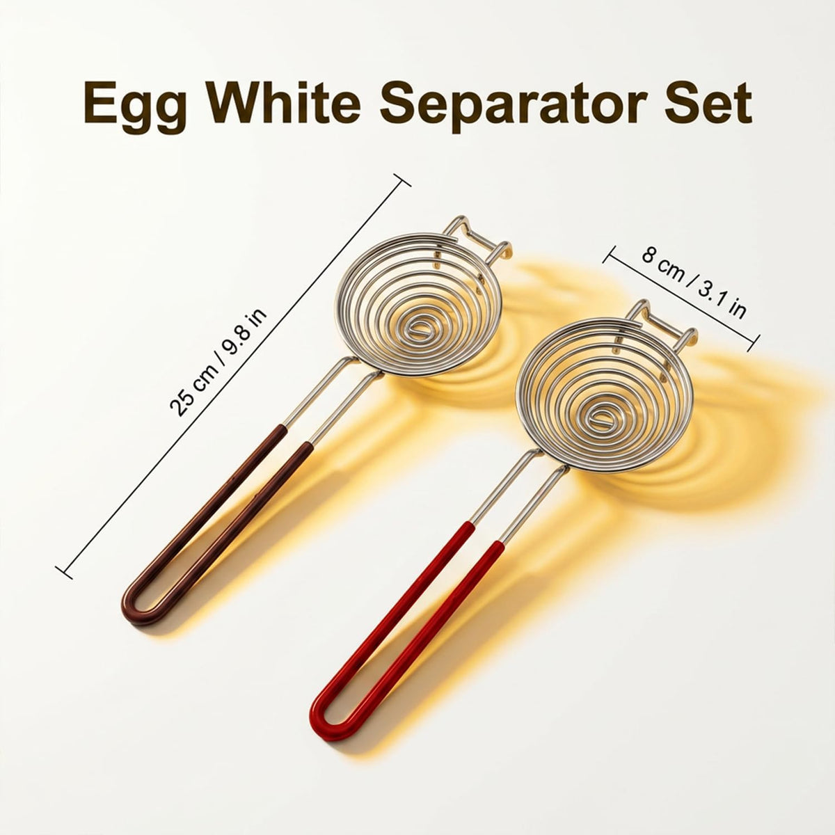 Egg Separator 2Pcs, Stainless Steel Long Handled Yolk White Divider