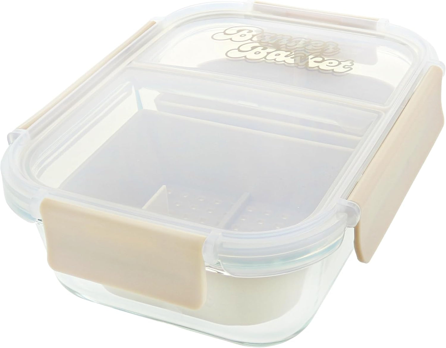 Two Compartment Borosilicate Glass Container Cleaning Tool with Sealable Lid (Full Melt Sand)
