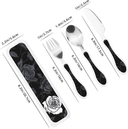 3-Piece Kids Silverware Set With Storage Case, Stainless Steel Reusable Children Safe Knife Spoon Fork Set Shih Tzu Dog Children Flatware Set For Kids Lunch Box
