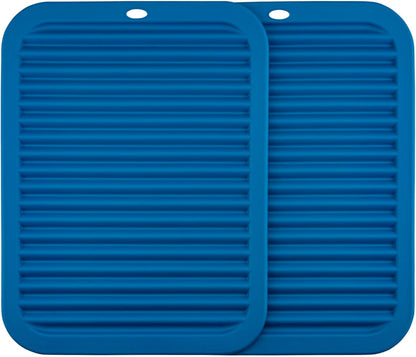 Silicone Hot Pads for Kitchen, Trivets for Hot Pots and Pans, Multi-Purpose Trivets for Quartz Countertops, Non Slip Trivet Mat, Silicone Mats for Kitchen Counter Pot Holders Set 2 Black