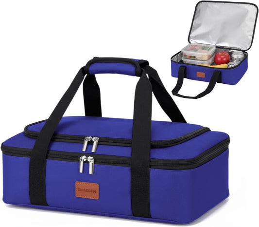 Insulated Casserole Carrier, Double Decker Food Carriers for Hot or Cold Food, Portable Leakproof Thermal Bag for Travel/Potluck Parties/Picnic/Cookouts (Red)